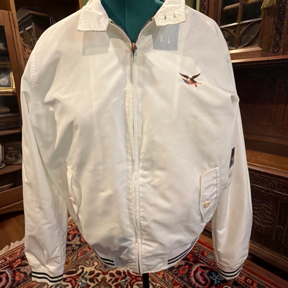 Men's American Living White & Navy Nautical Patriotic Jacket L NWT